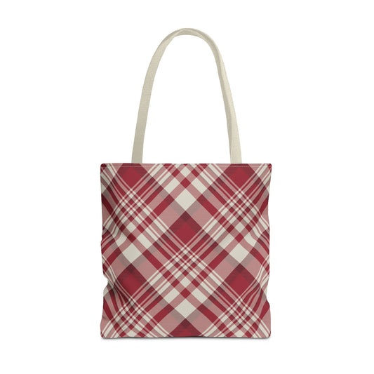 Tote Bag | Maroon & White | Tartan