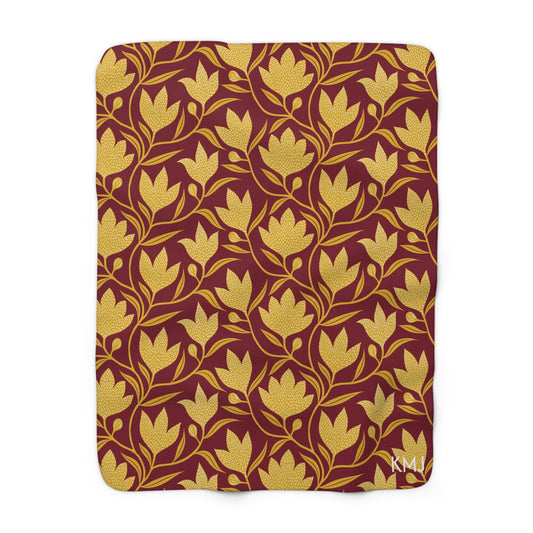 Sherpa Fleece Blanket- Personalized | Red & Yellow | Laurel