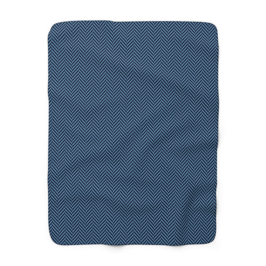 Sherpa Blanket | Light Blue & White | Herringbone