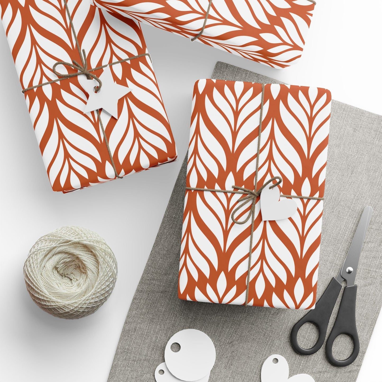 Gift Wrap | Dark Orange & White | Palm