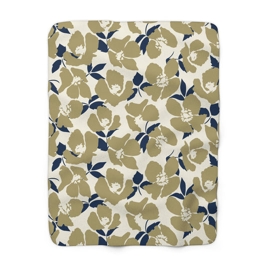 Sherpa Fleece Blanket | Blue & Gold | Poppy
