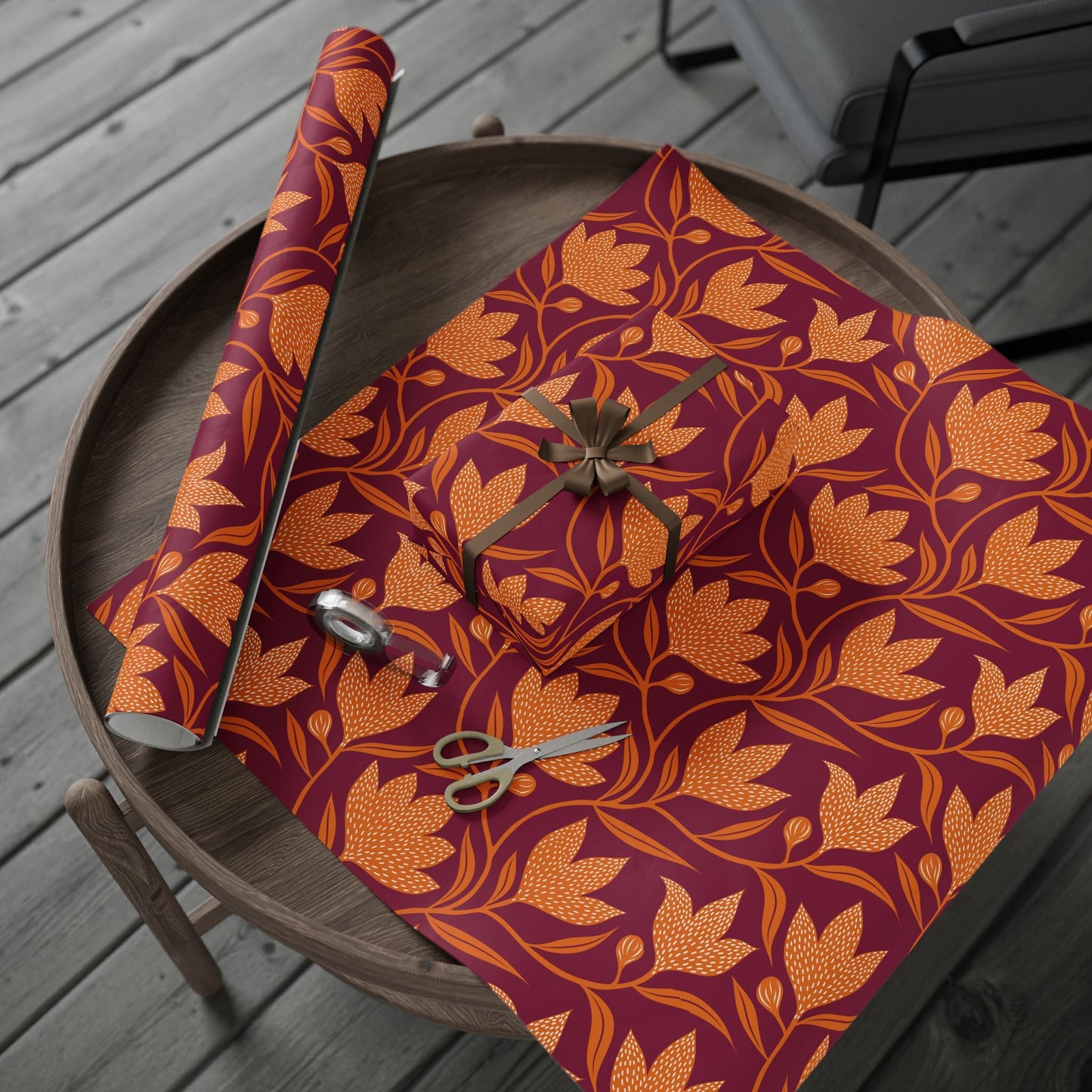 Gift Wrap | Maroon & Orange | Magnolia