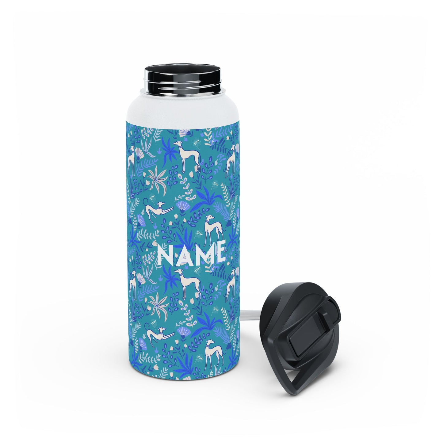 Insulated Water Bottle | Greyhounds | Teal Fern