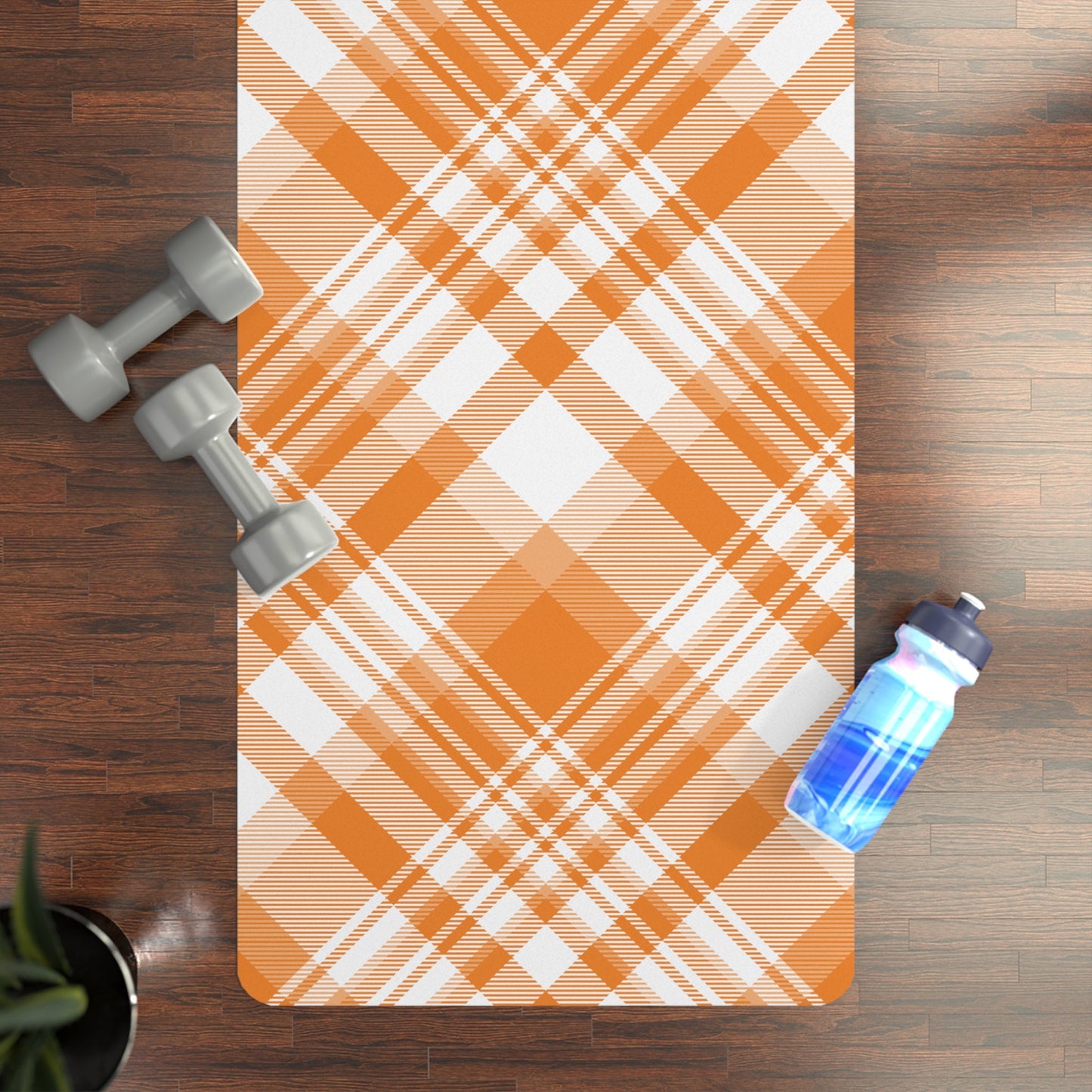 Yoga Mat | Orange & White | Tartan