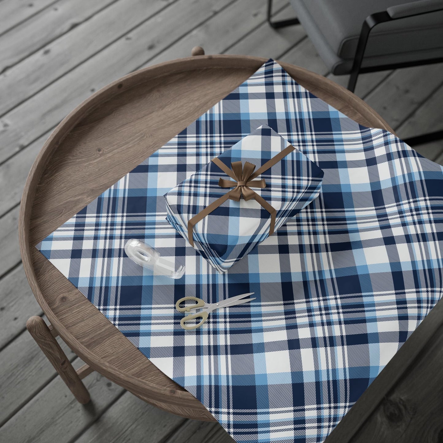 Gift Wrap | Light Blue & White | Tartan