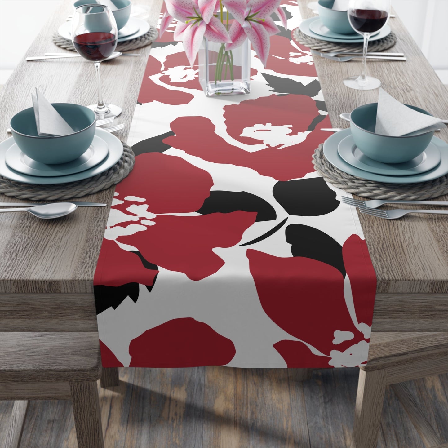 Table Runner | Red & Black | Poppy