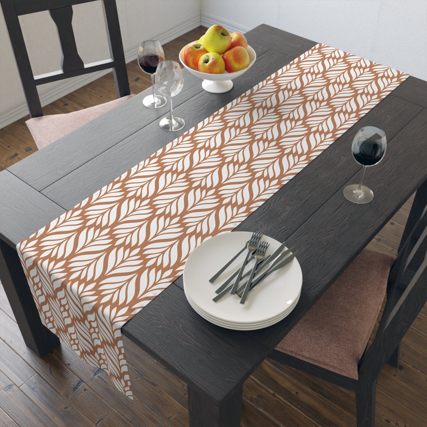 Table Runner | Dark Orange & White | Palm