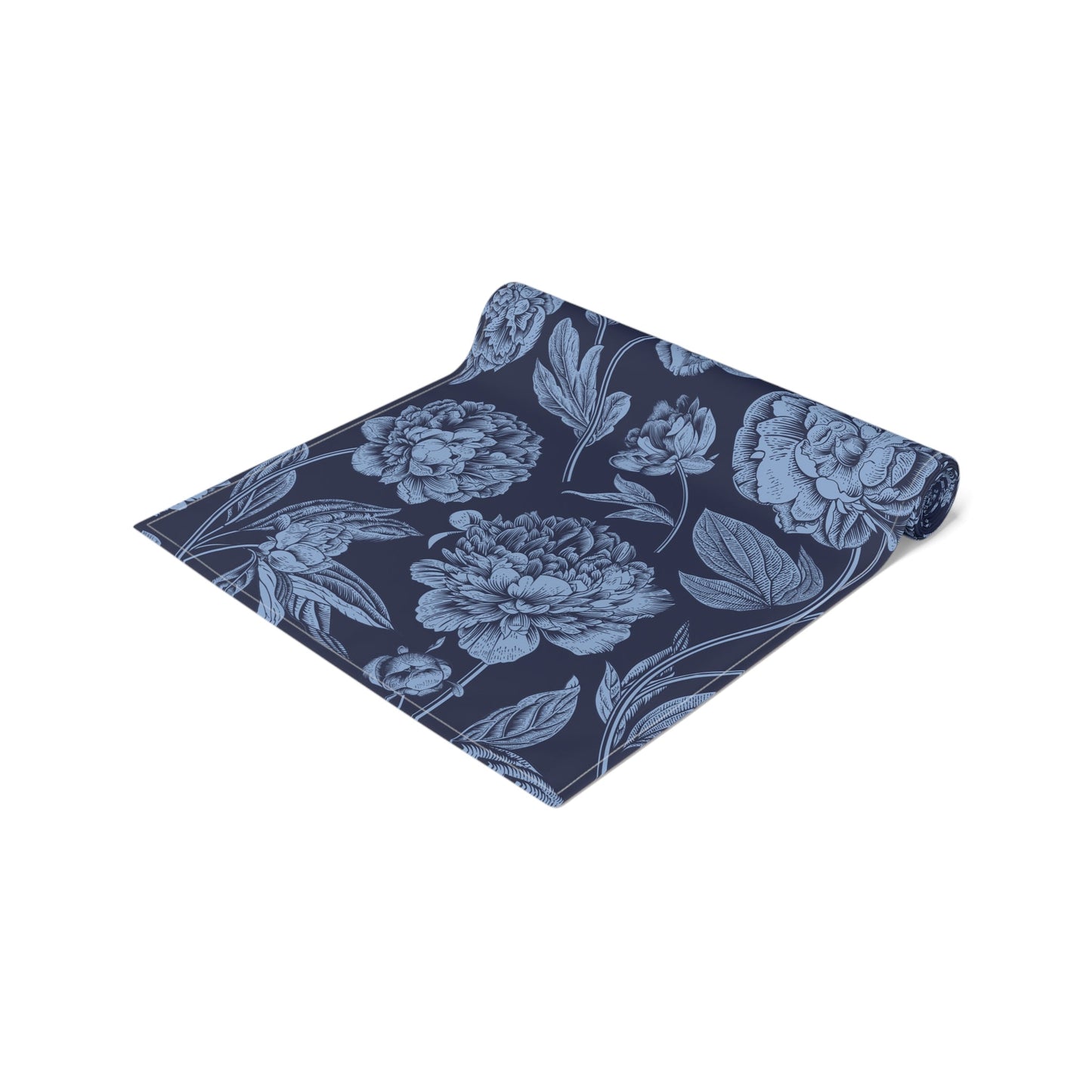 Table Runner | Light Blue & White | Peony