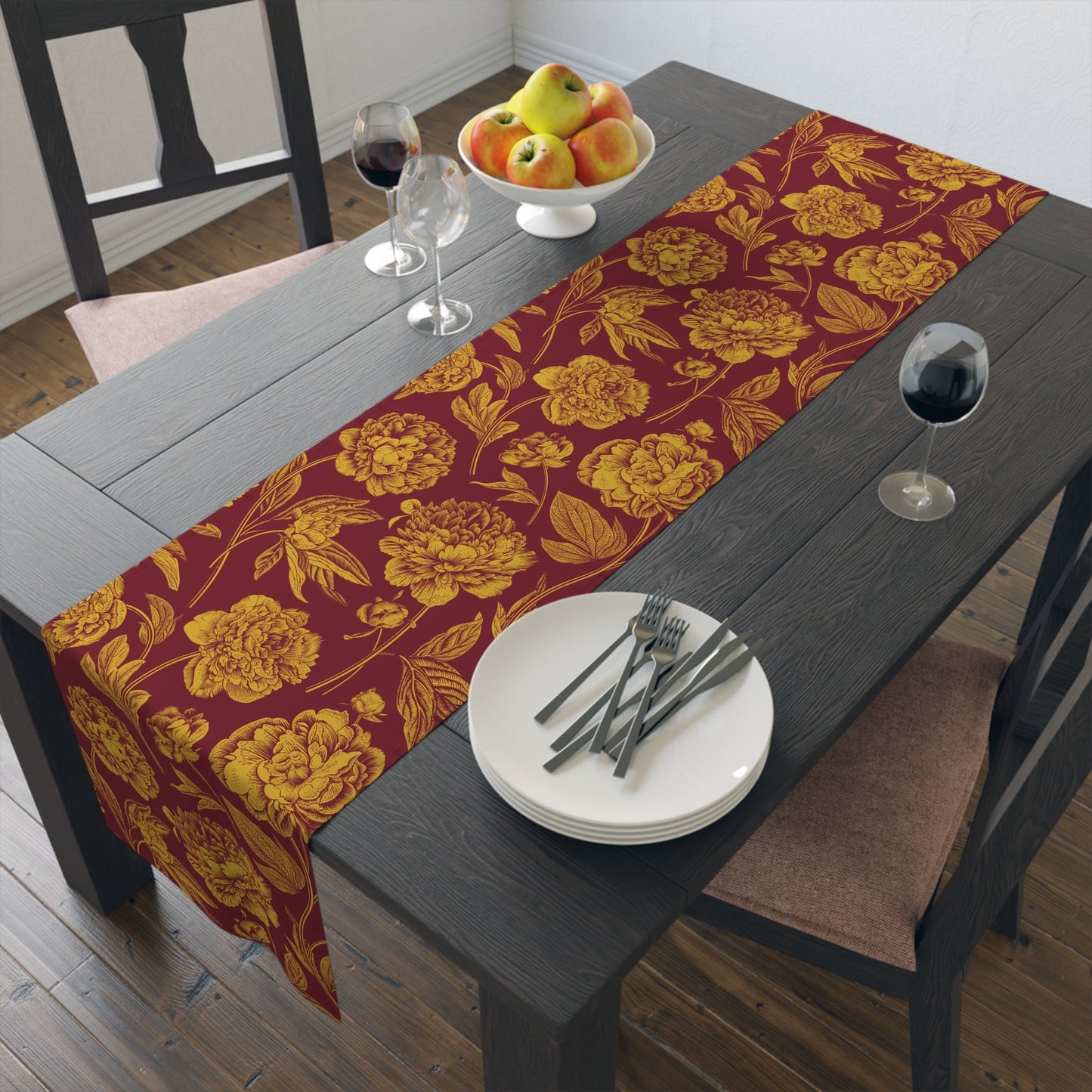 Table Runner | Red & Yellow | Peony