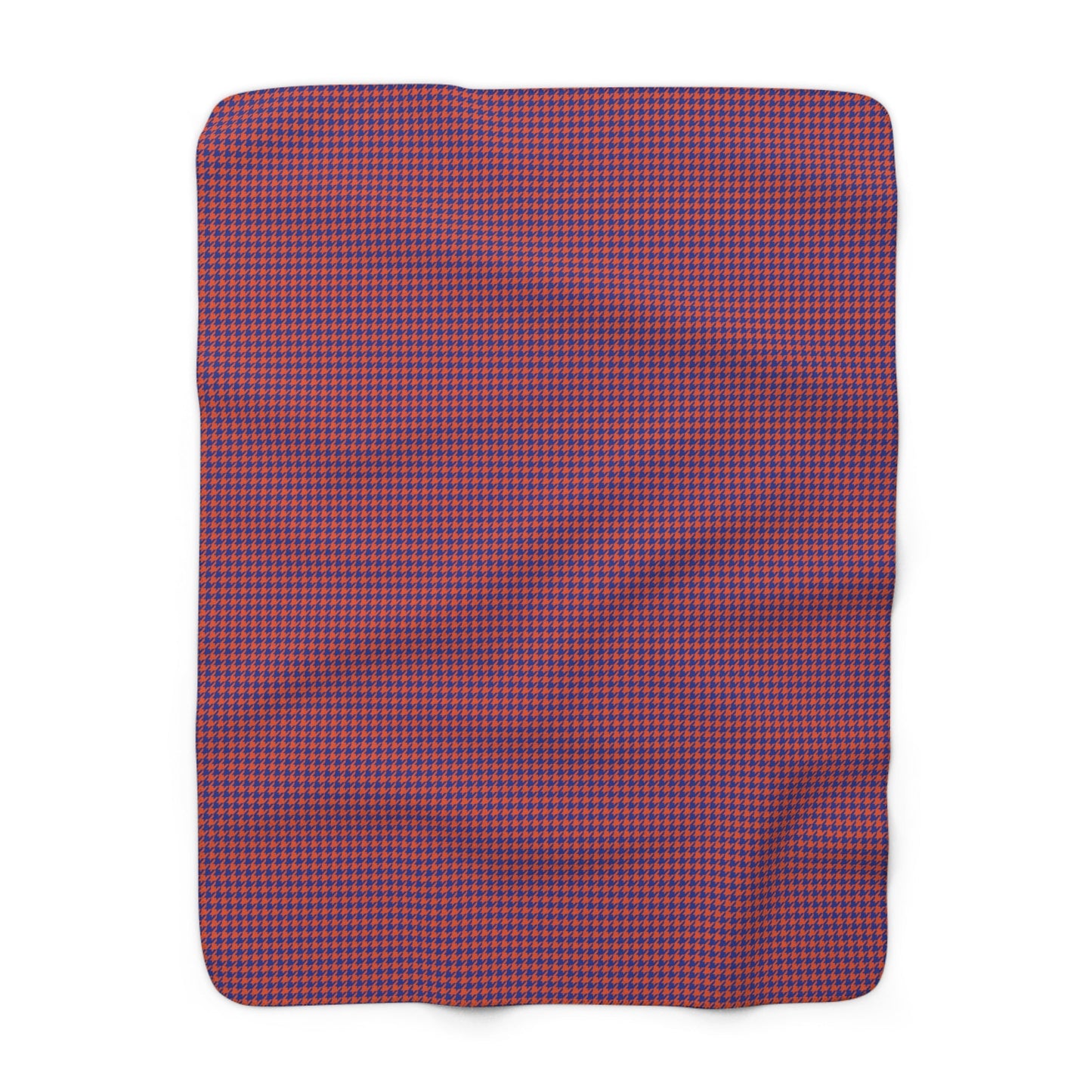Sherpa Fleece Blanket | Bright Blue & Orange | Houndstooth