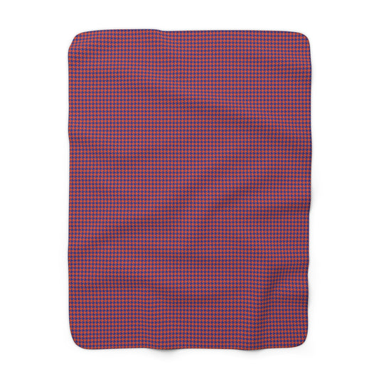 Sherpa Fleece Blanket | Bright Blue & Orange | Houndstooth