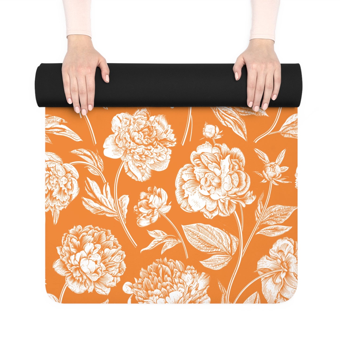 Yoga Mat | Orange & White | Peony