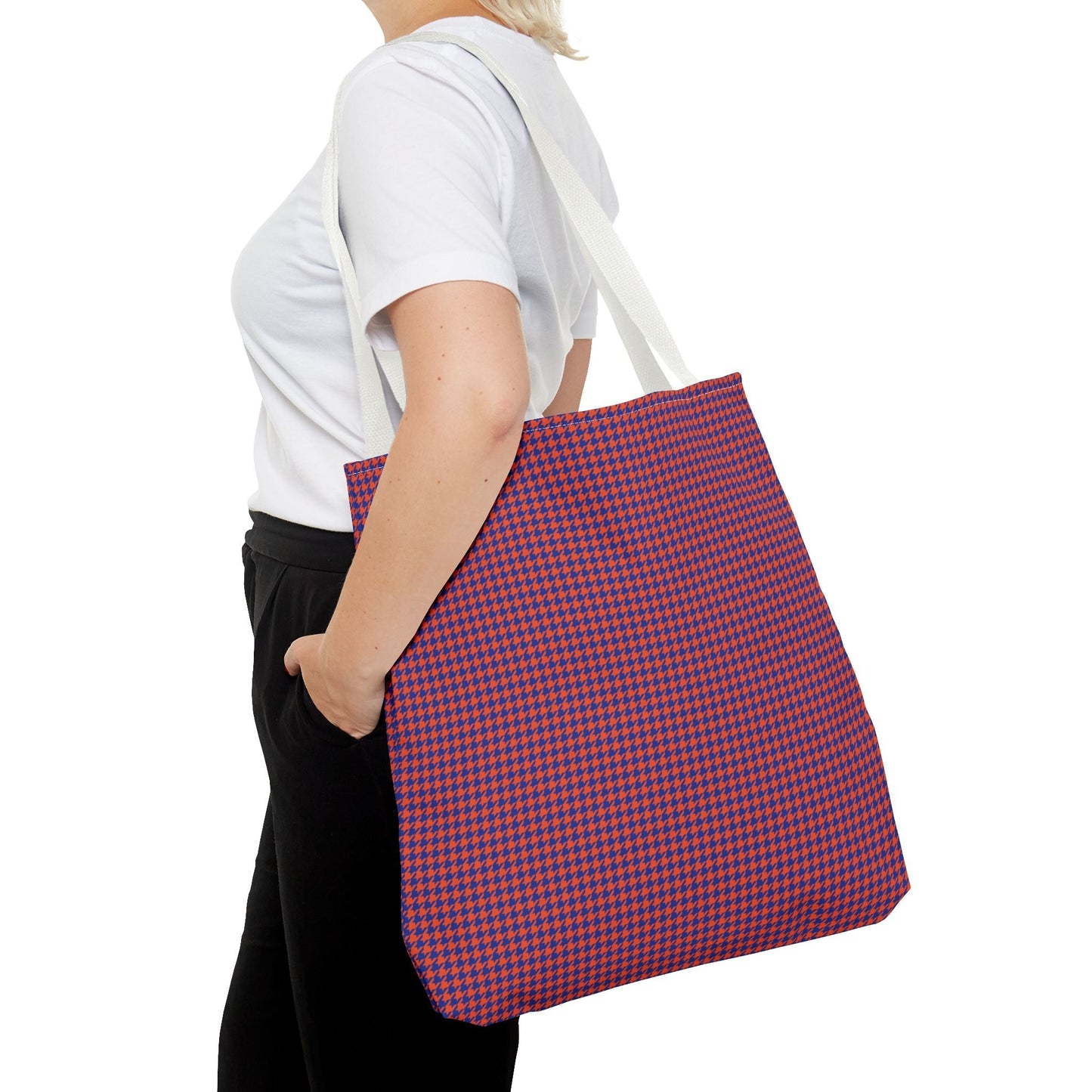 Tote Bag | Bright Blue & Orange | Houndstooth