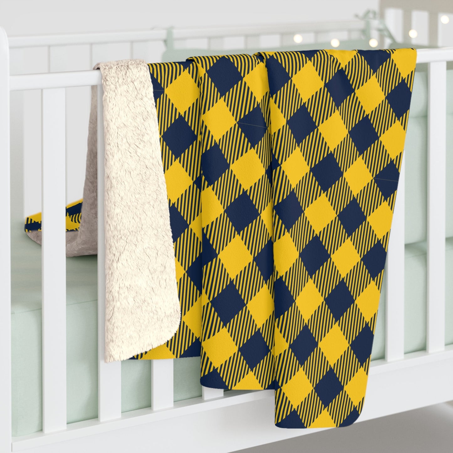 Sherpa Blanket | Yellow & Blue | Gingham