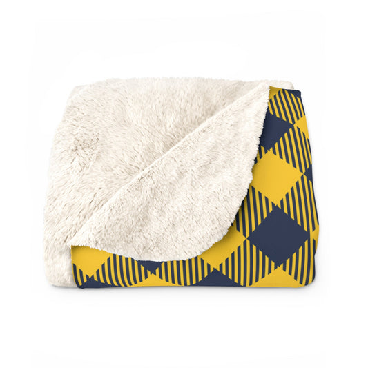 Sherpa Blanket | Yellow & Blue | Gingham