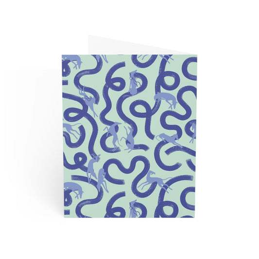 Monogram Notecards | Greyhounds | Teal Ribbon