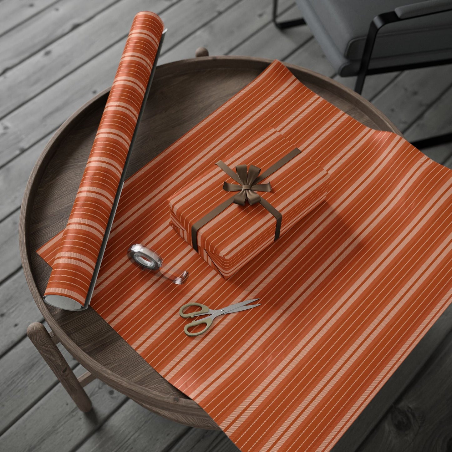 Gift Wrap | Dark Orange & White | Stripe