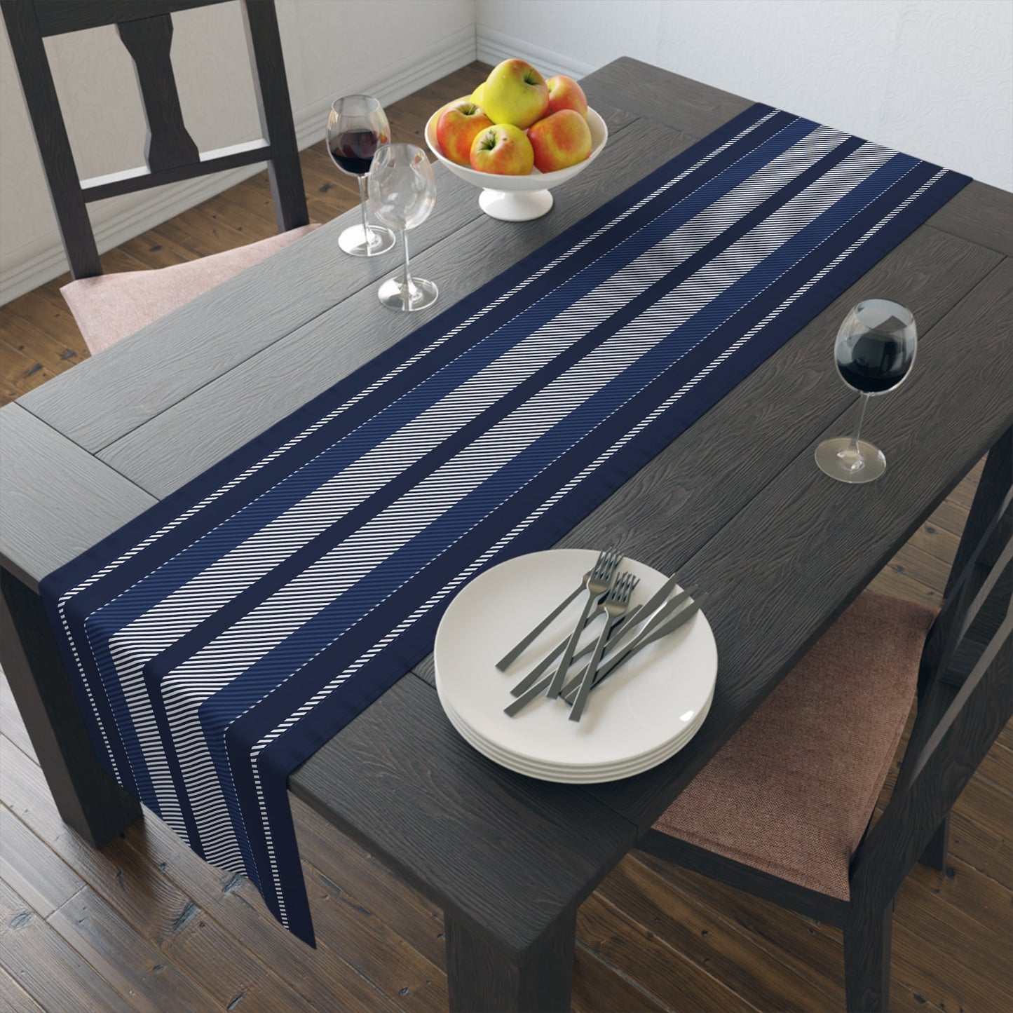 Table Runner | Navy & White | Stripe