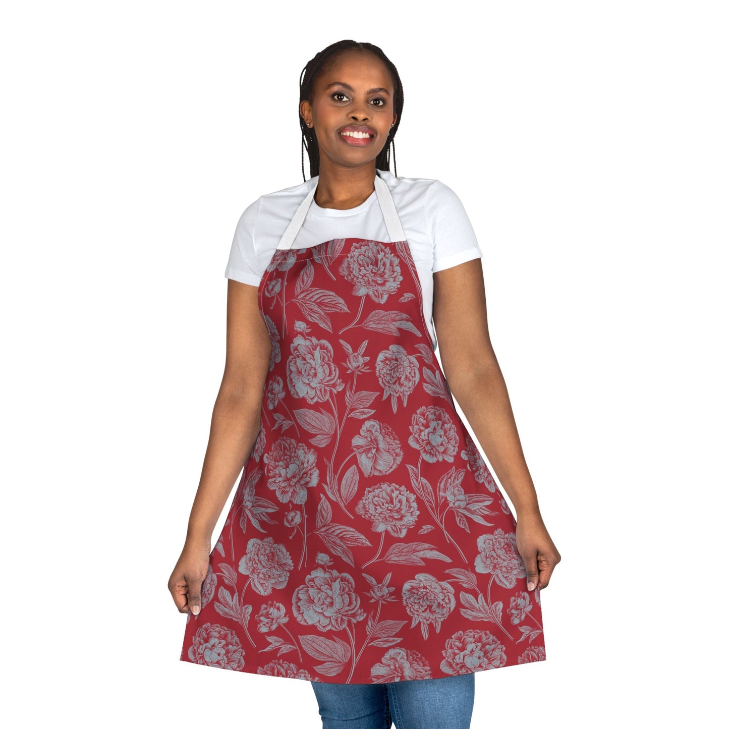 Apron | Red & Gray | Peony