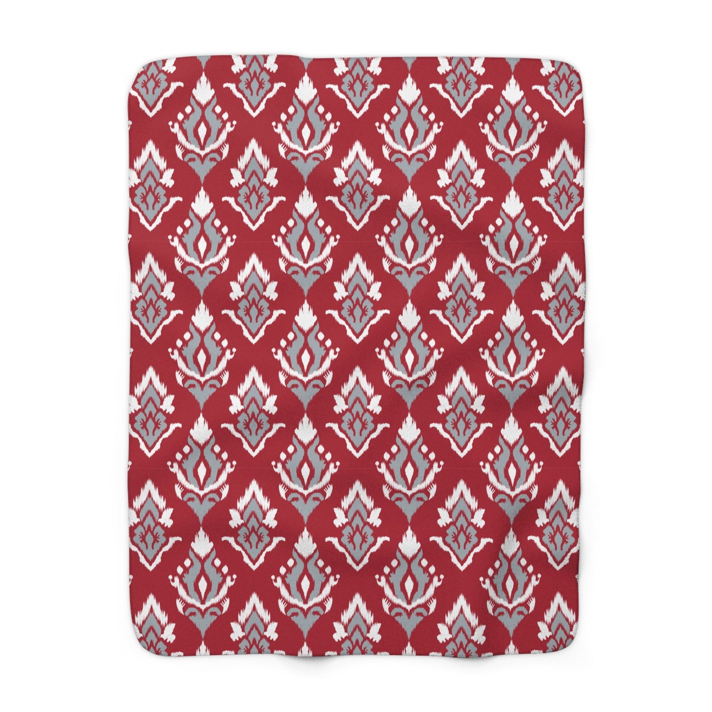 Sherpa Blanket | Red & Gray | Ikat