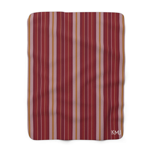 Sherpa Fleece Blanket- Personalized | Red & Yellow | Stripe