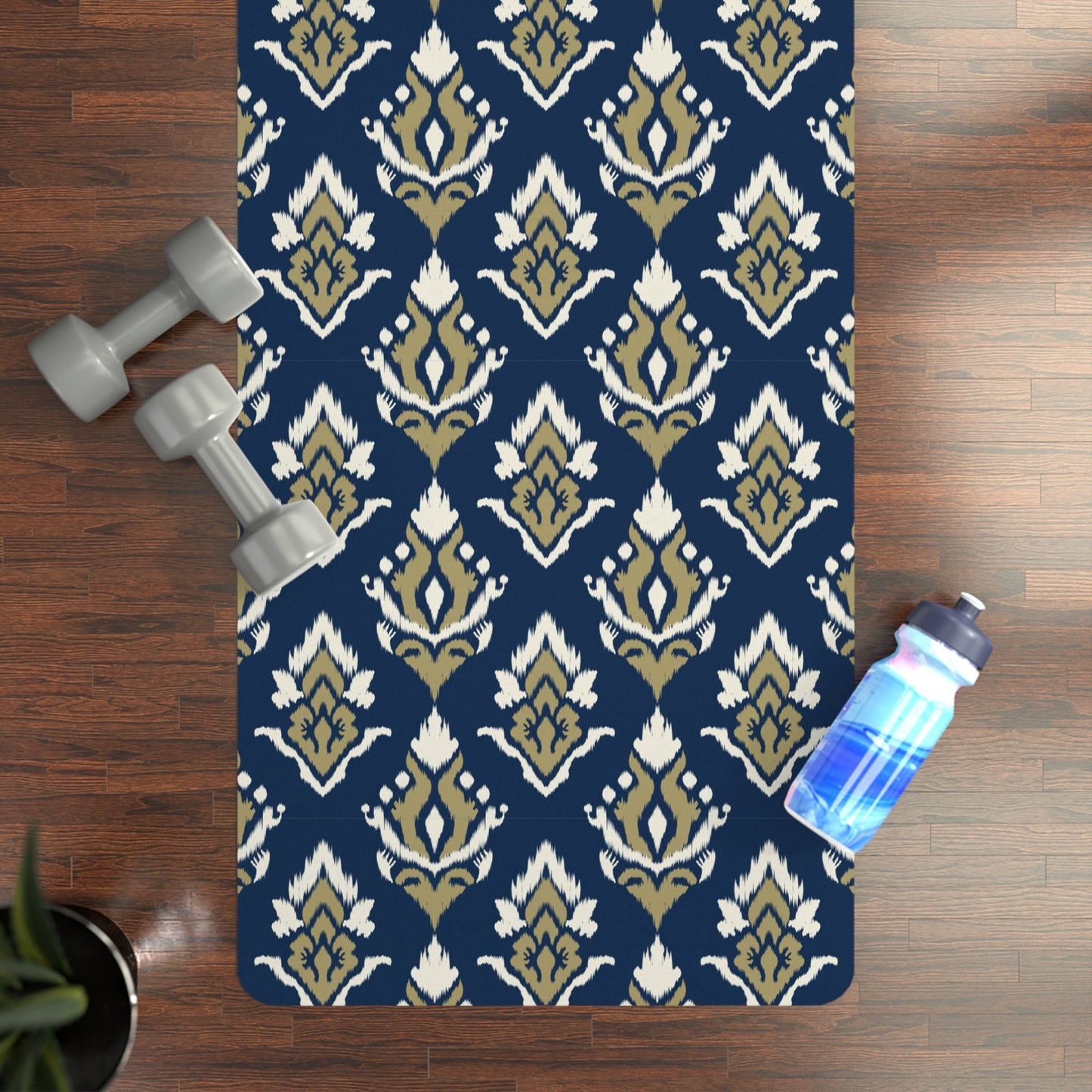 Yoga Mat | Blue & Gold | Ikat