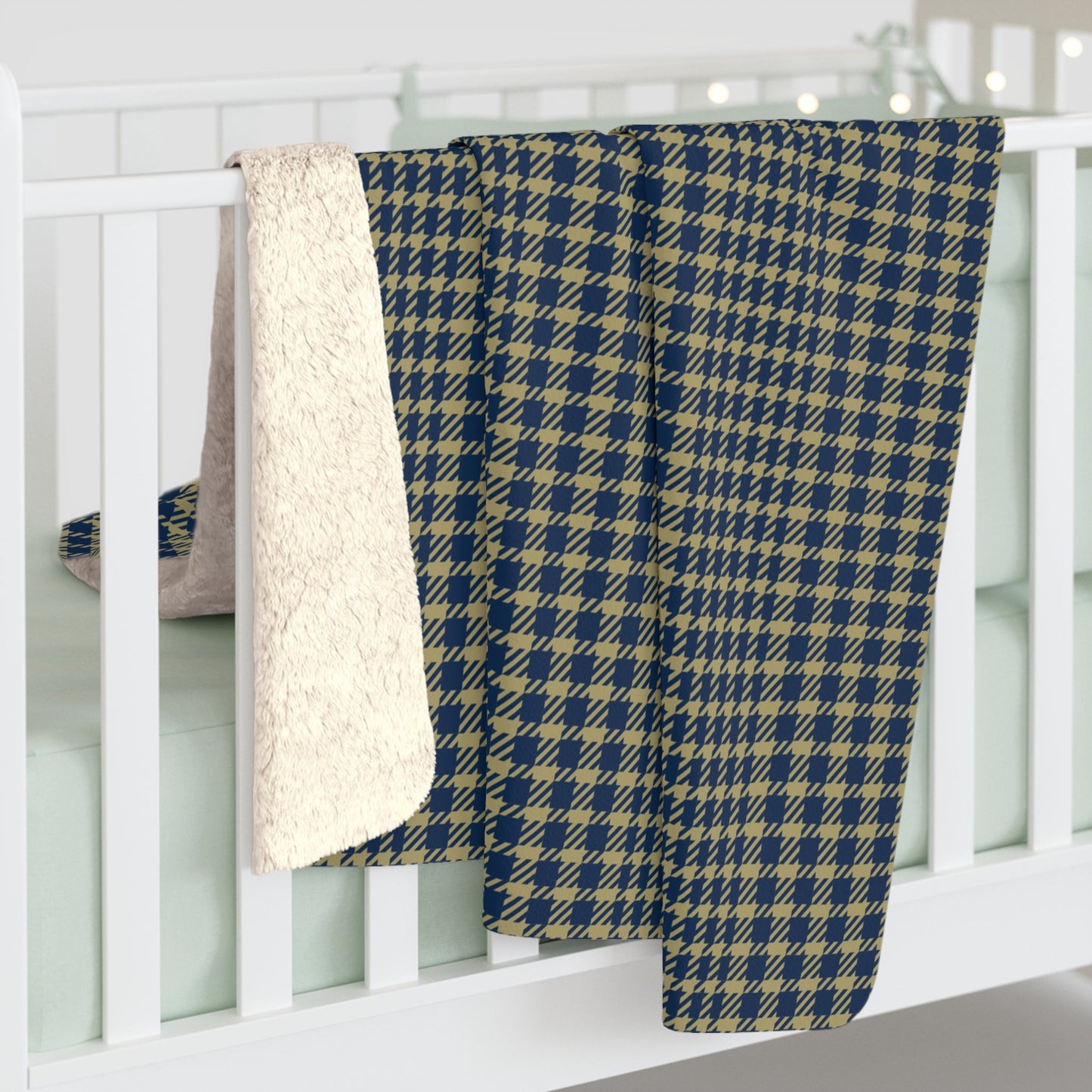 Sherpa Blanket | Blue & Gold | Tweed
