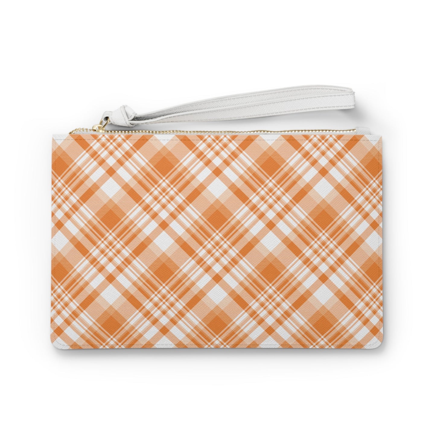 Clutch Bag | Orange & White | Tartan