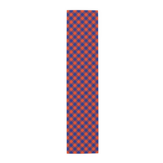 Table Runner | Bright Blue & Orange | Gingham