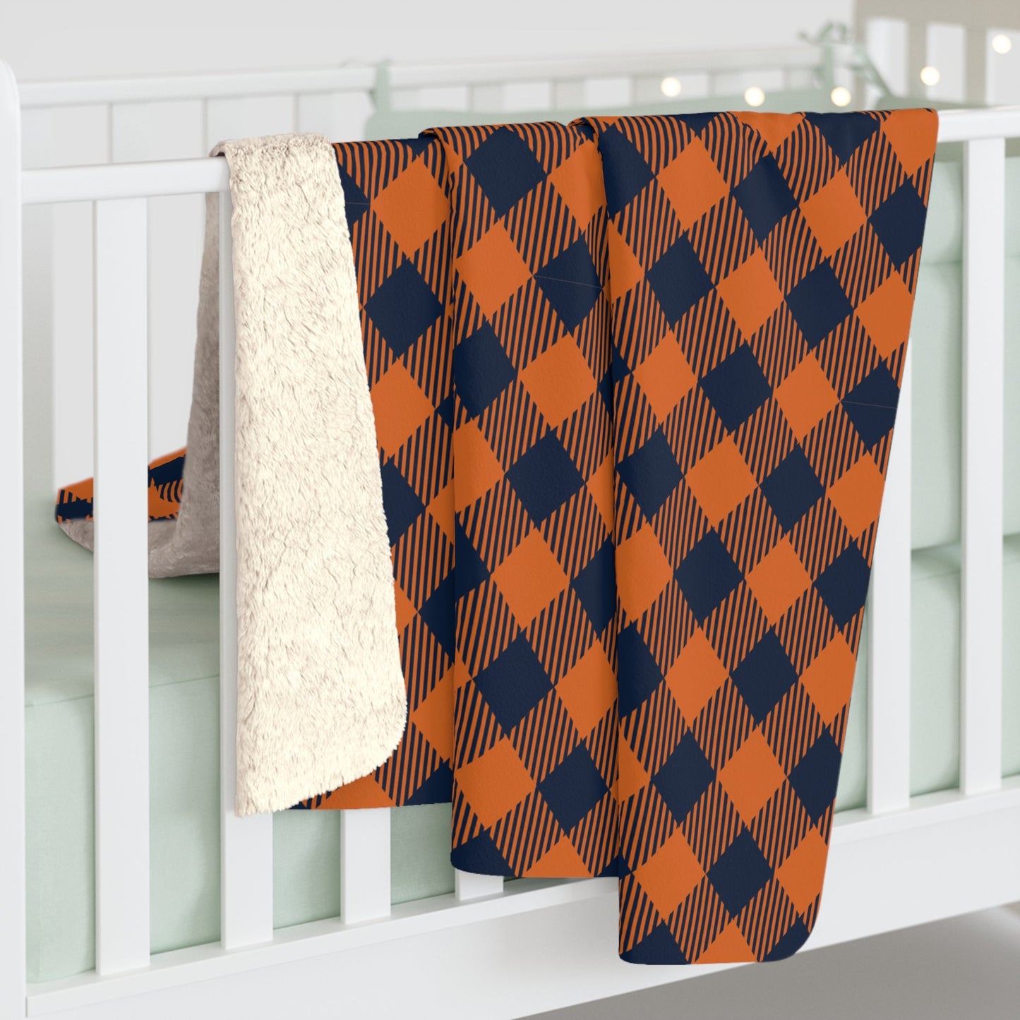 Sherpa Blanket | Orange & Blue | Gingham