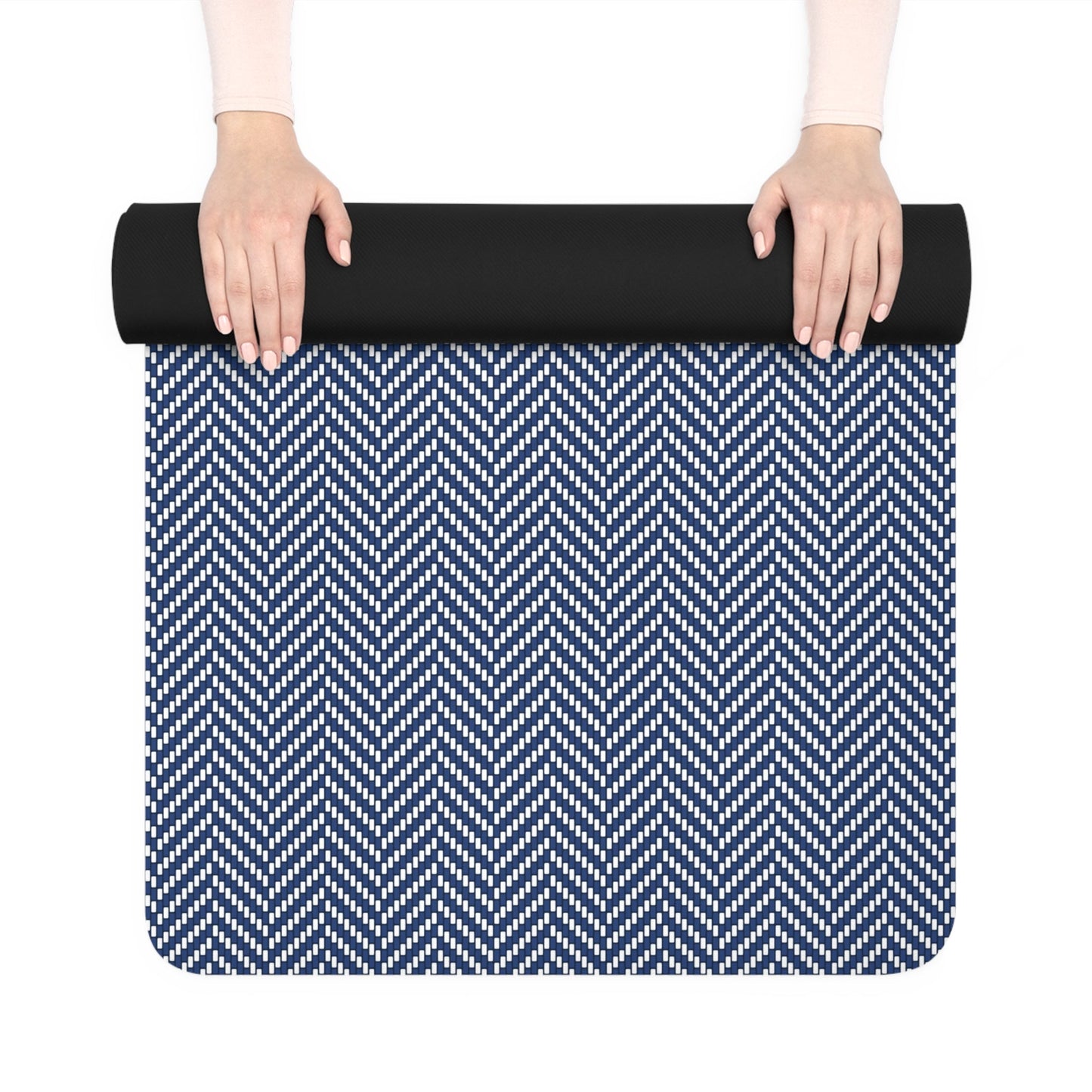 Yoga Mat | Navy & White | Herringbone