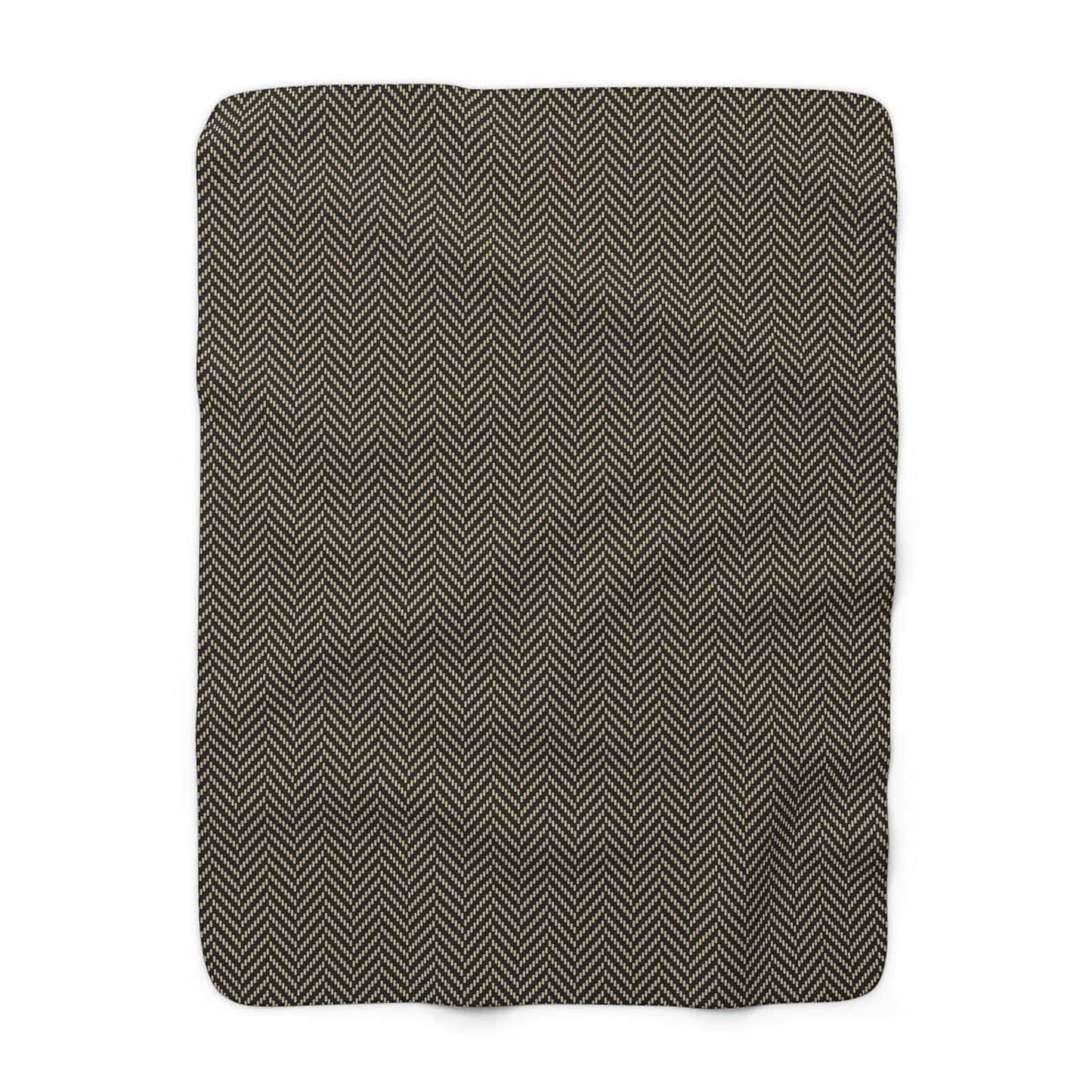 Sherpa Blanket | Black & Gold | Herringbone