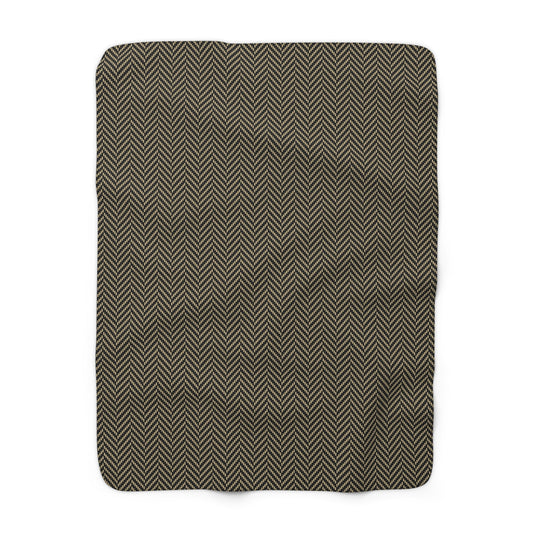 Sherpa Blanket | Black & Gold | Herringbone