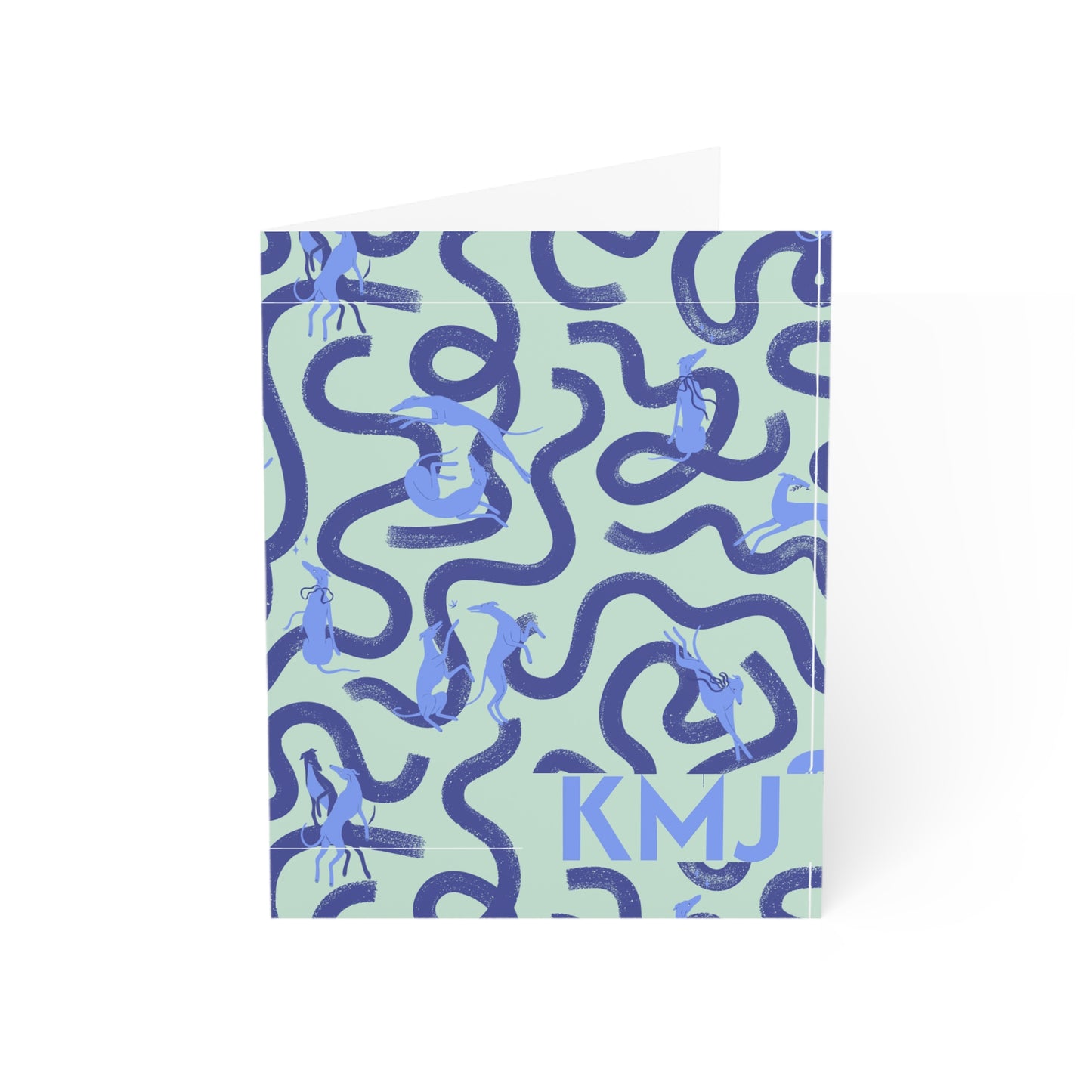Monogram Notecards | Greyhounds | Teal Ribbon