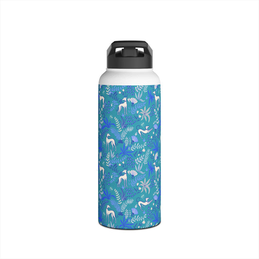 Insulated Water Bottle | Greyhounds | Teal Fern