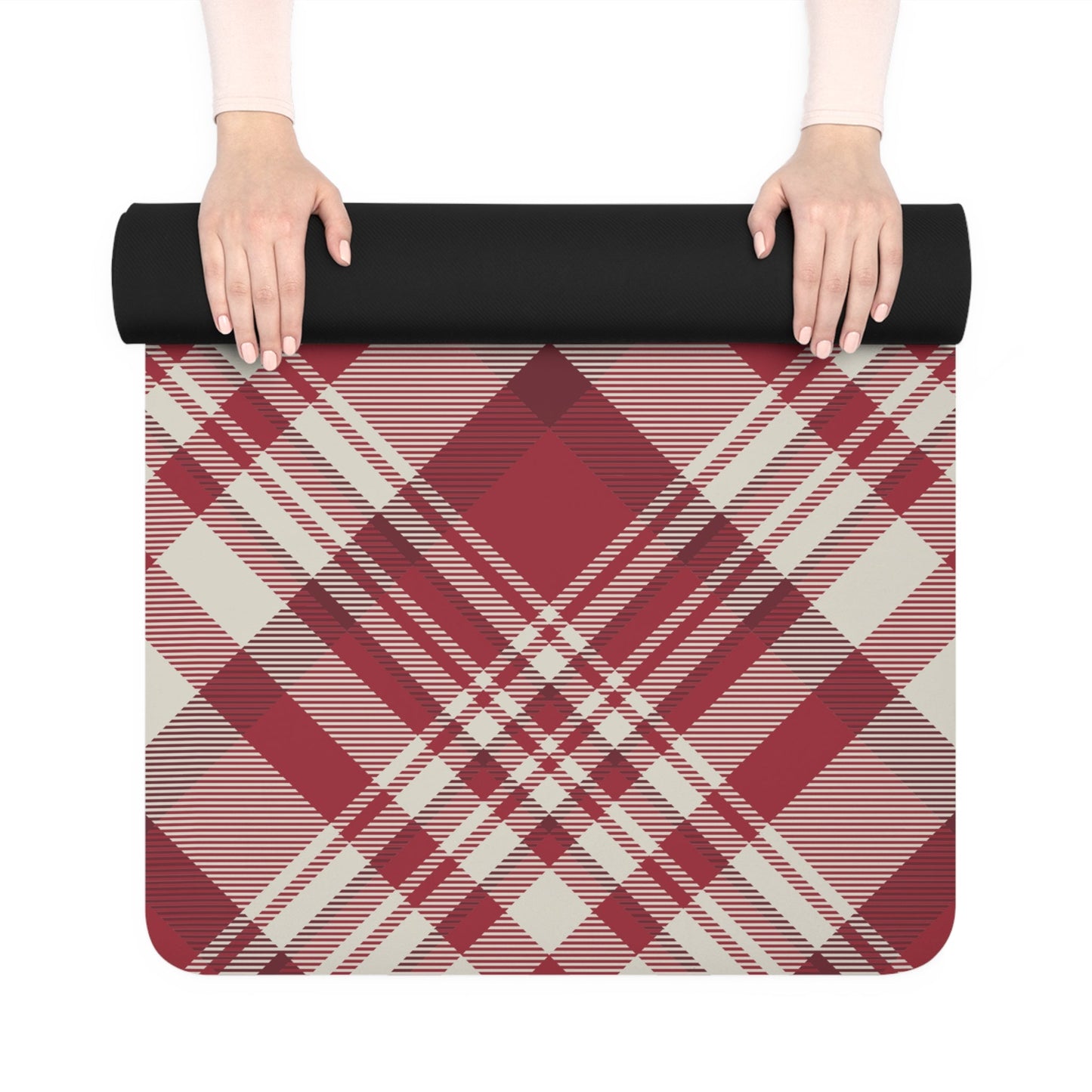 Yoga Mat | Maroon & White | Tartan