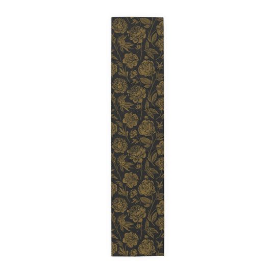 Table Runner | Black & Gold | Peony