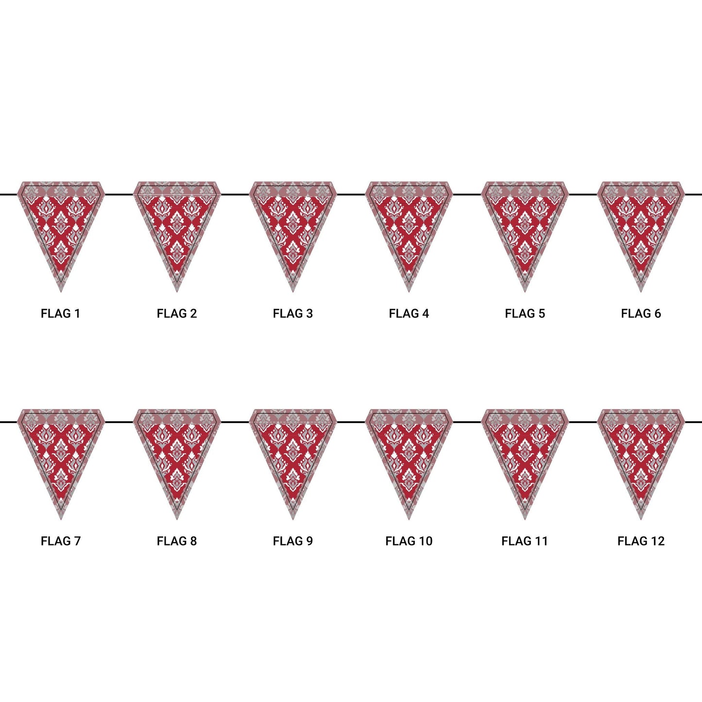 Flag Garland | Red & Gray | Ikat