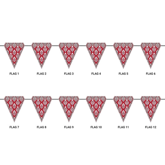 Flag Garland | Red & Gray | Ikat
