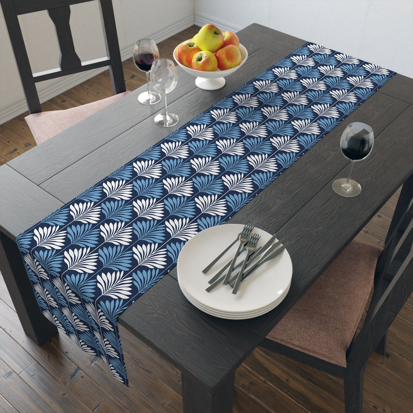Table Runner | Light Blue & White | Deco