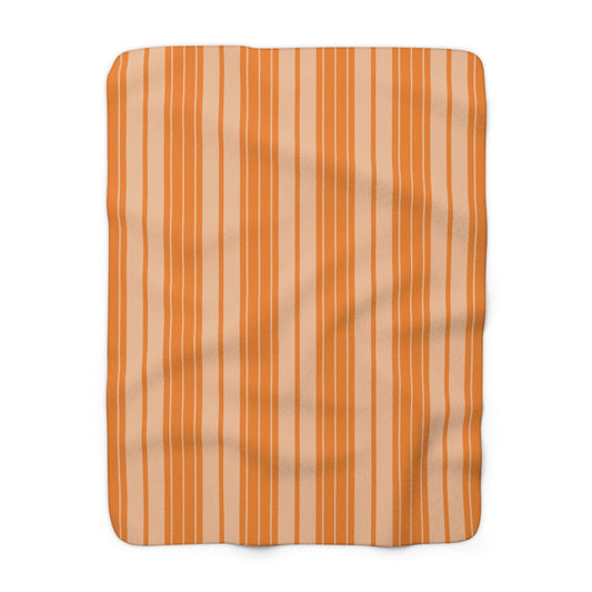 Sherpa Blanket | Orange & White | Stripe