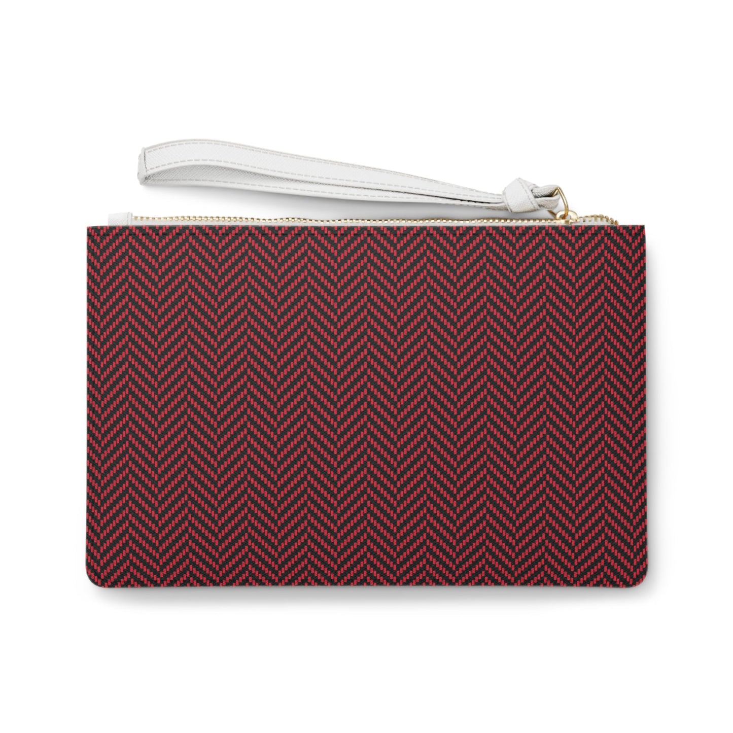 Clutch Bag | Red & Black | Herringbone