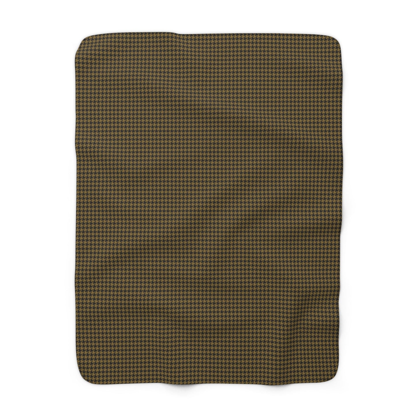 Sherpa Fleece Blanket | Black & Gold | Houndstooth