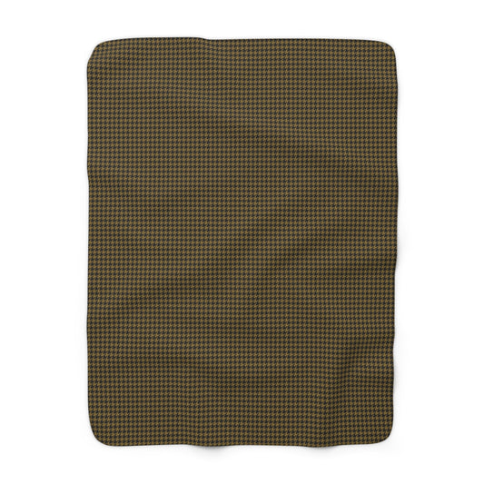 Sherpa Fleece Blanket | Black & Gold | Houndstooth