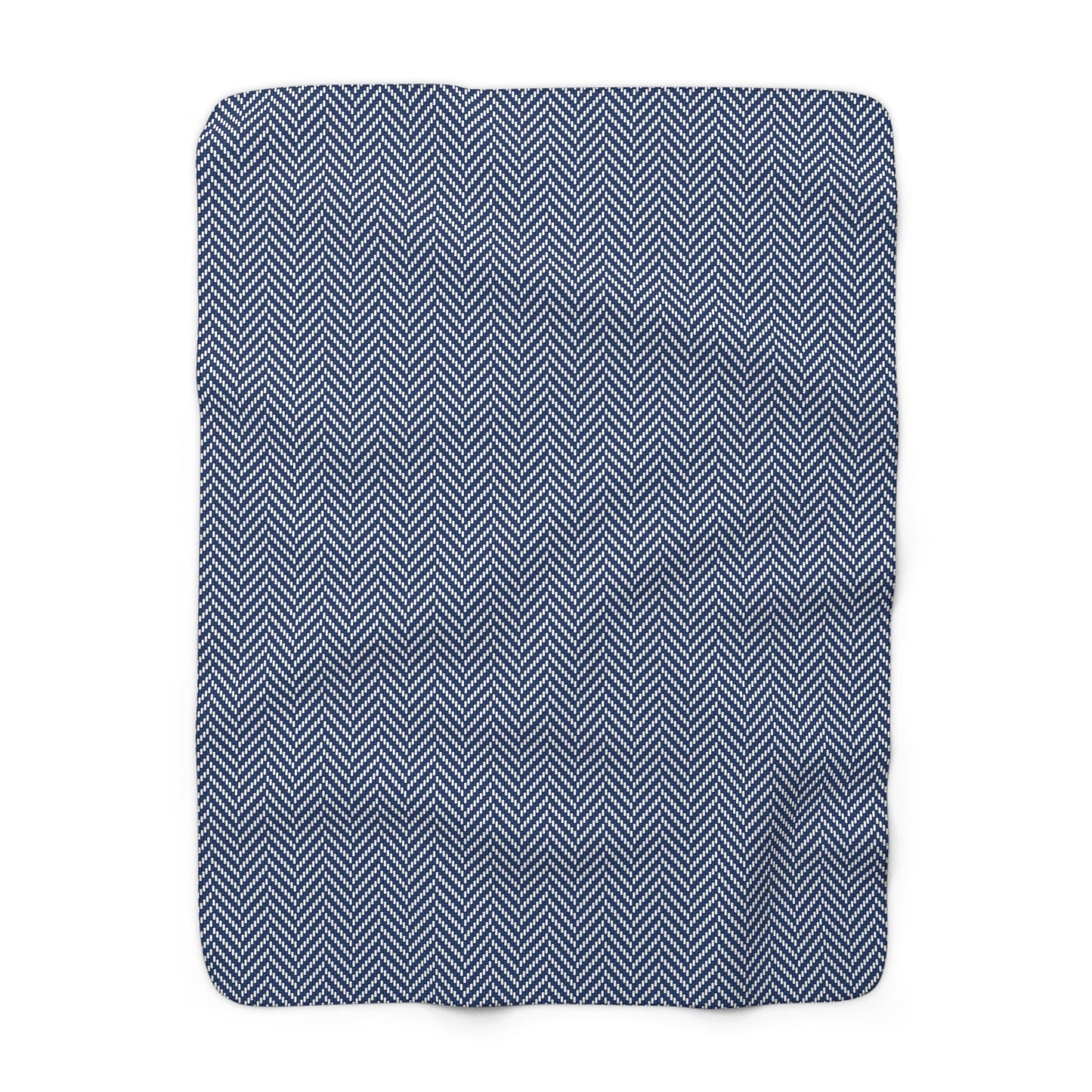 Sherpa Blanket | Navy & White | Herringbone