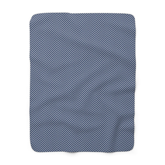 Sherpa Blanket | Navy & White | Herringbone