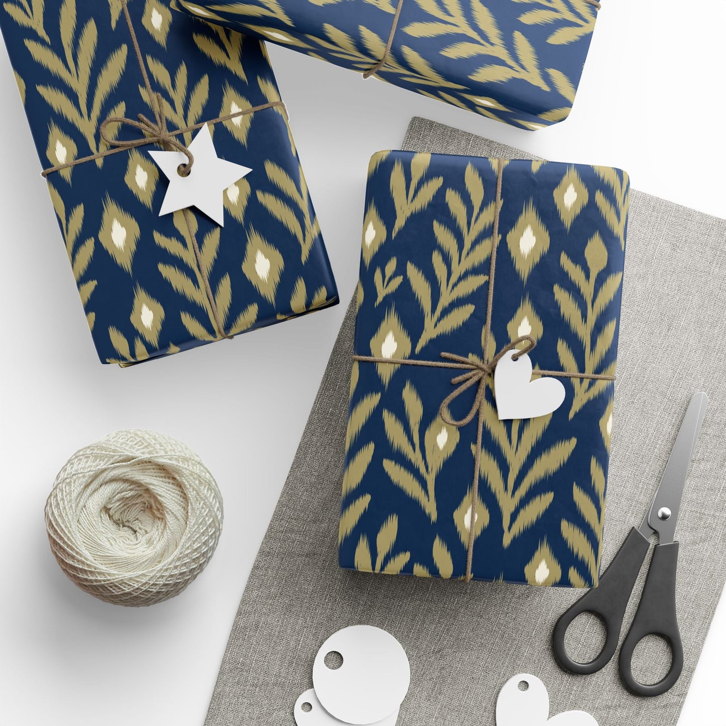 Gift Wrap | Blue & Gold | Laurel