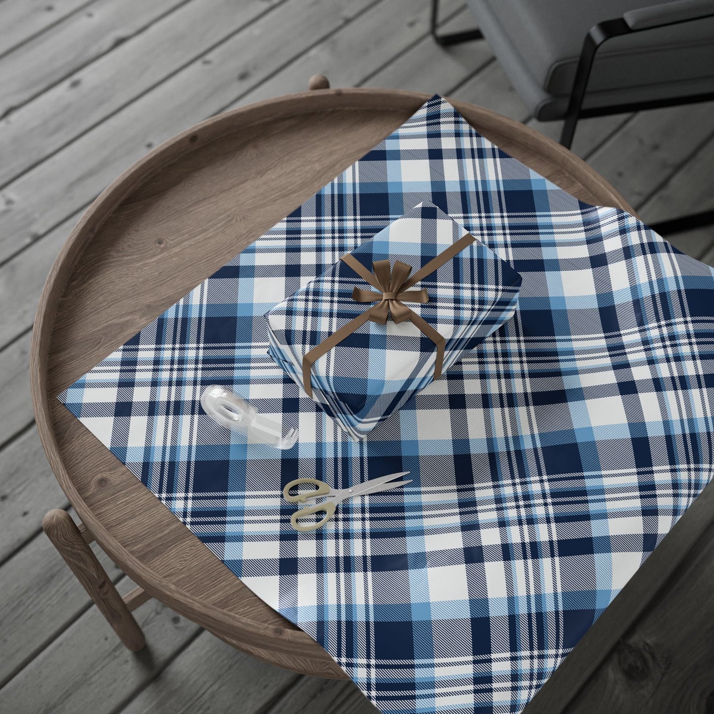Gift Wrap | Light Blue & White | Tartan