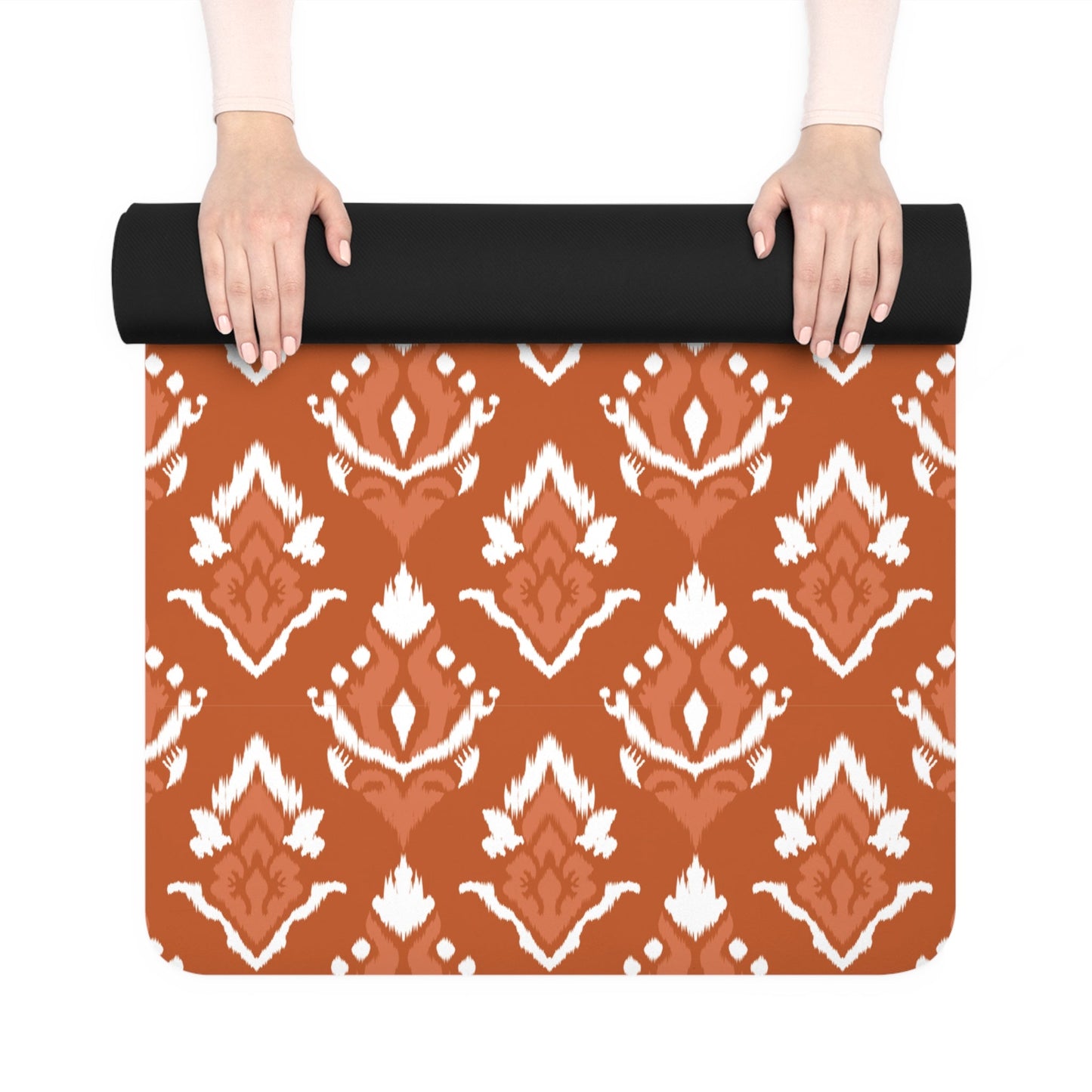 Yoga Mat | Dark Orange & White | Ikat
