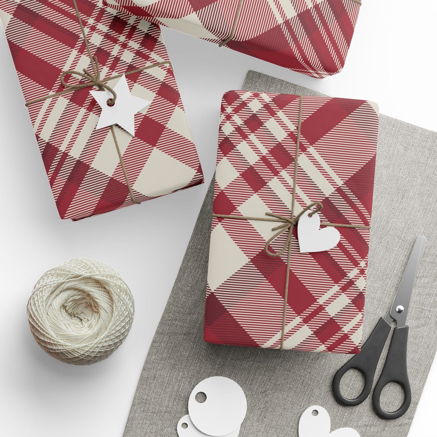 Gift Wrap | Maroon & White | Tartan